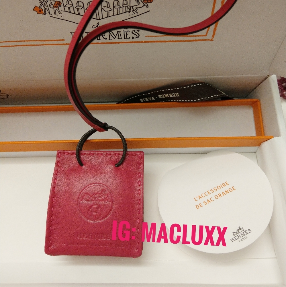 Hermes orange bag charm - rose mexico